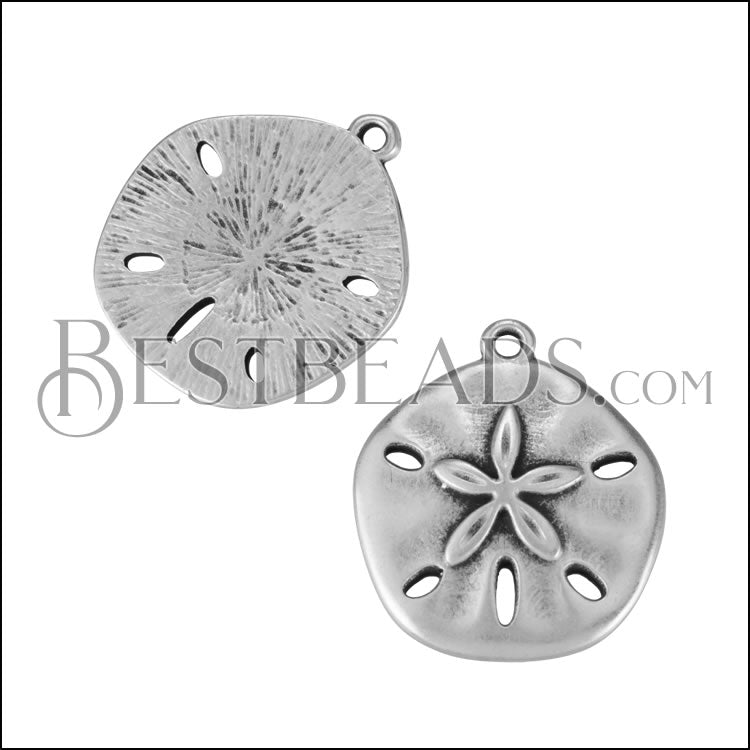 Sand Dollar Charm ANT SILVER - 10 pcs
