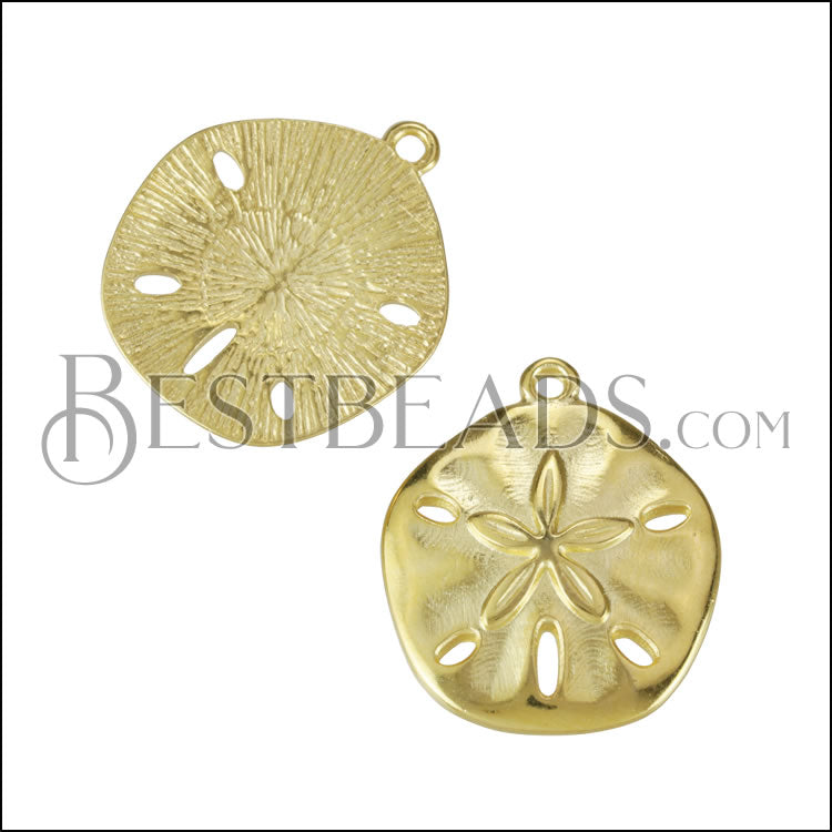 Sand Dollar Charm SHINY GOLD - 5 pcs
