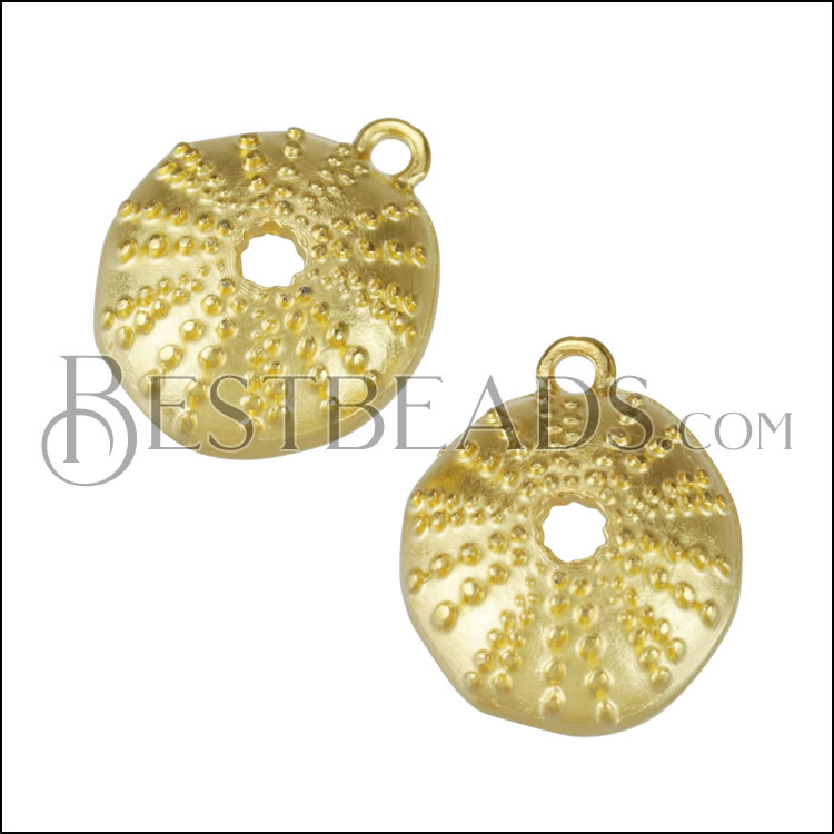 15mm Sea Urchin Charm SHINY GOLD - 10 pcs
