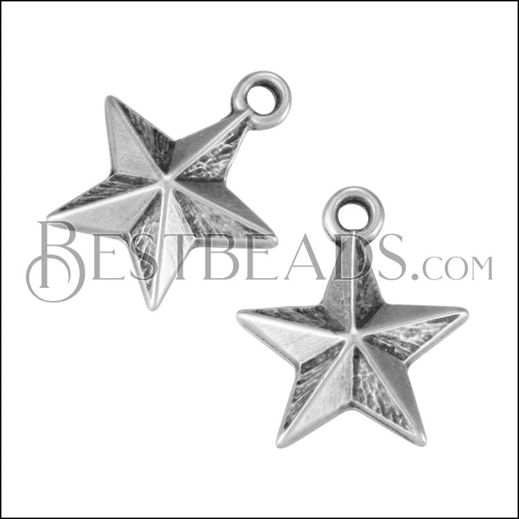 Classic Star Charm ANT SILVER - 10 pcs