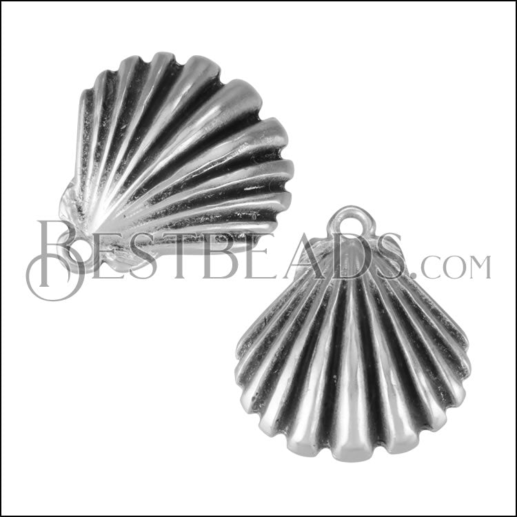 Clamshell Charm ANT SILVER - 10 pcs
