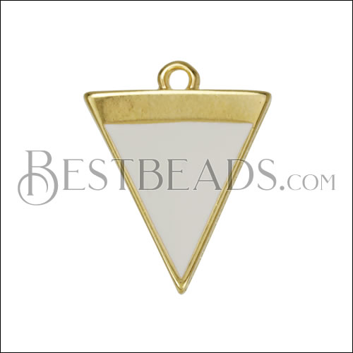 Triangle Charm GOLD EPOXY - White - 10 pcs