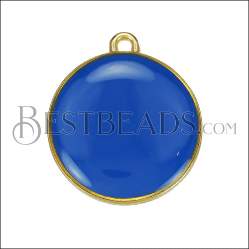 19mm Round Charm GOLD EPOXY - Blue - 10 pcs