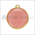 19mm Round Charm GOLD EPOXY - Coral - 10 pcs