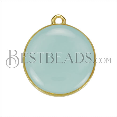 19mm Round Charm GOLD EPOXY - Pale Jade - 10 pcs