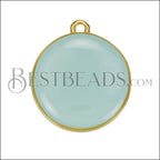 19mm Round Charm GOLD EPOXY - Pale Jade - 10 pcs