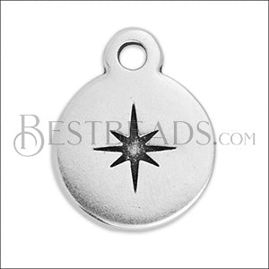 BETHLEHEM STAR disc charm ANT SILVER - 10 pcs