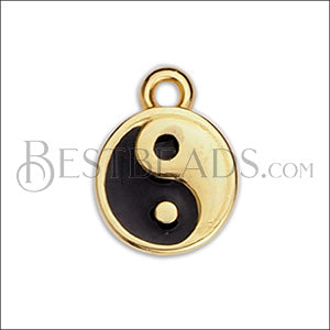 YING YANG charm GOLD w/ BLACK - 10 pcs