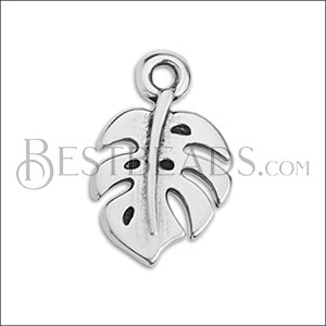 MONSTERA LEAF charm ANT SILVER - 10 pcs
