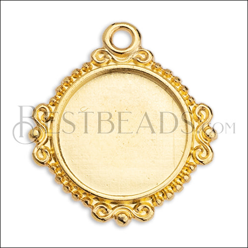 ROUND VINTAGE SETTING charm GOLD - 10 pcs
