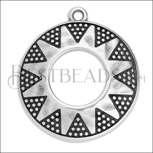 LARGE BOHO SUN charm ANT SILVER - 10 pcs