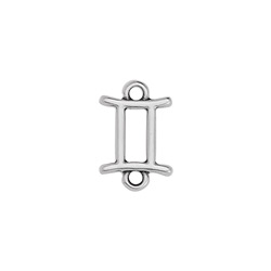 Gemini Zodiac Connector Charm ANT SILVER - 10 pcs