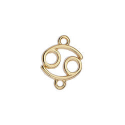 Cancer Zodiac Connector Charm SHINY GOLD - 10 pcs