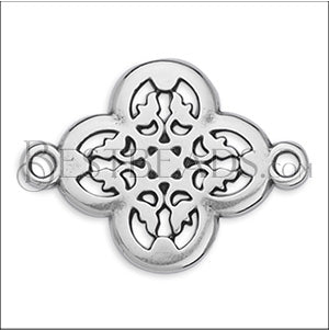 FLORAL FILLIGREE connector charm ANT SILVER - 10 pcs