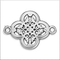 FLORAL FILLIGREE connector charm ANT SILVER - 10 pcs