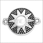 SMALL BOHO SUN connector charm ANT SILVER - 10 pcs