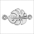 MONSTERA LEAF connector charm ANT SILVER - 10 pcs