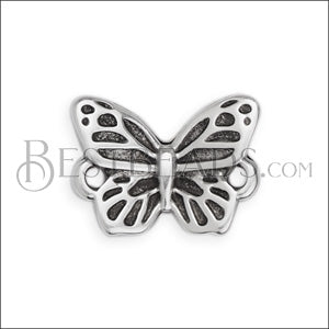 BUTTERFLY 15mm horizontal connector charm ANT SILVER - 10 pcs
