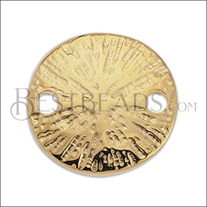 ROUND TEXTURED 13mm connector charm GOLD - 10 pcs
