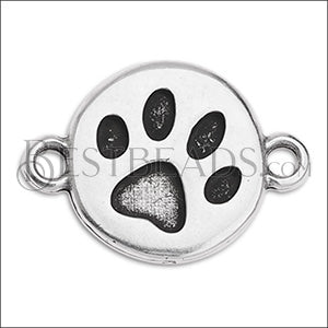 STAMPED PAW connector charm ANT SILVER - 10 pcs