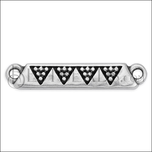 DOTS TRIANGLES BAR connector charm ANT SILVER - 10 pcs