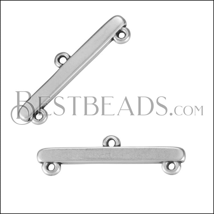 34mm 3 Loop Connector Bar ANT SILVER - 10 pcs