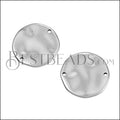 22mm Hammered Disc Connector Charm ANT SILVER - 10 pcs