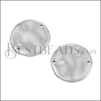 22mm Hammered Disc Connector Charm ANT SILVER - 10 pcs