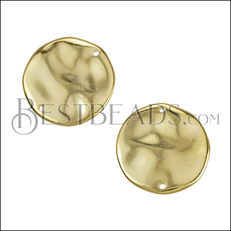 22mm Hammered Disc Connector Charm SHINY GOLD - 10 pcs
