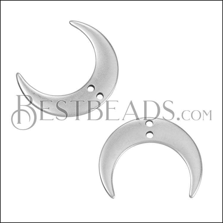 19mm Hanging Crescent Connector Charm ANT SILVER - 10 pcs