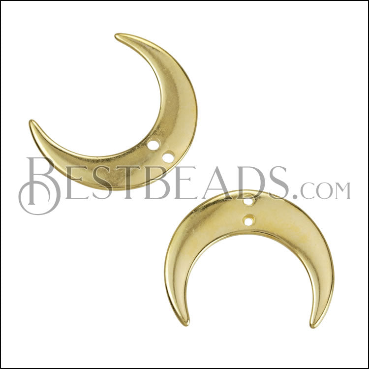 19mm Hanging Crescent Connector Charm SHINY GOLD - 10 pcs