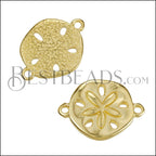 Sand Dollar Connector Charm SHINY GOLD - 10 pcs