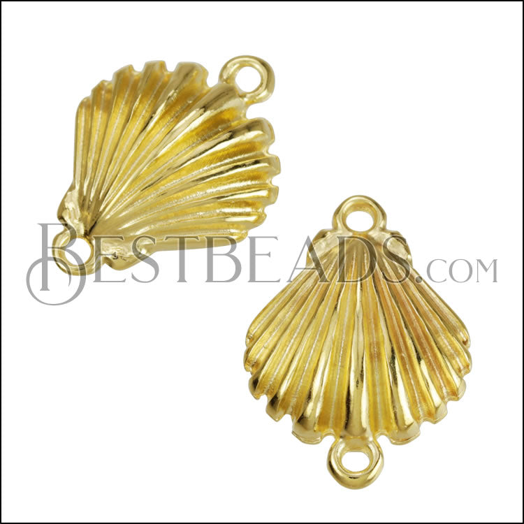 Clamshell Connector Charm SHINY GOLD - 10 pcs