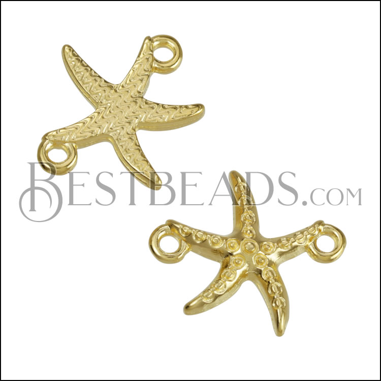 Starfish Connector Charm SHINY GOLD - 10 pcs