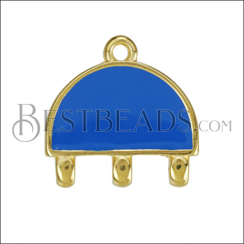 4 - Loop Half - Circle Connector Charm GOLD EPOXY - Blue - 10 pcs