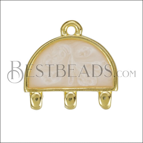 4 - Loop Half - Circle Connector Charm GOLD EPOXY - Pink Pearl - 10 pcs