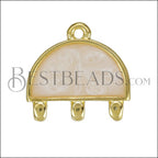 4 - Loop Half - Circle Connector Charm GOLD EPOXY - Pink Pearl - 10 pcs