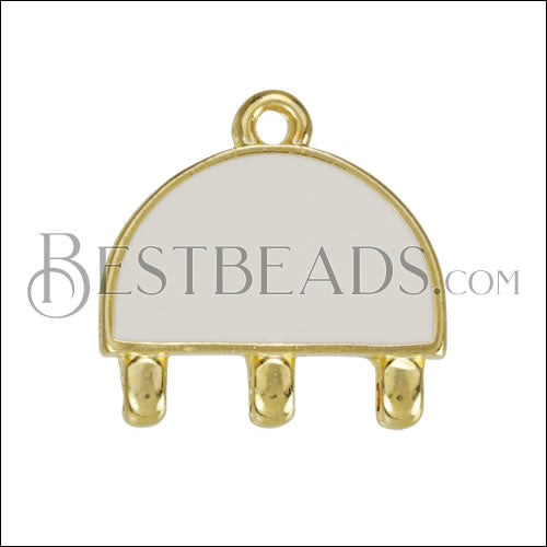 4 - Loop Half - Circle Connector Charm GOLD EPOXY - White - 10 pcs