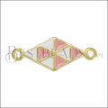 Diamond Pattern Connector Charm GOLD EPOXY - Coral + White - 10 pcs