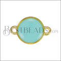 12mm Round Connector Charm GOLD EPOXY - Aqua - 10 pcs