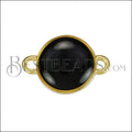 12mm Round Connector Charm GOLD EPOXY - Black - 10 pcs