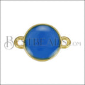 12mm Round Connector Charm GOLD EPOXY - Blue - 10 pcs
