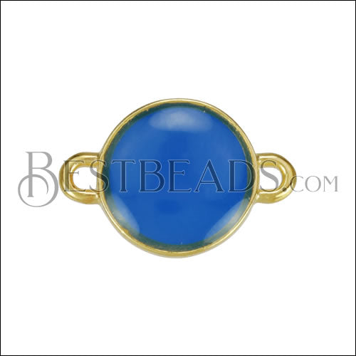 12mm Round Connector Charm GOLD EPOXY - Blue - 10 pcs