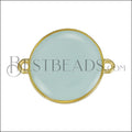 19mm Round Connector Charm GOLD EPOXY - Pale Jade - 5 pcs