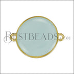 19mm Round Connector Charm GOLD EPOXY - Pale Jade - 5 pcs