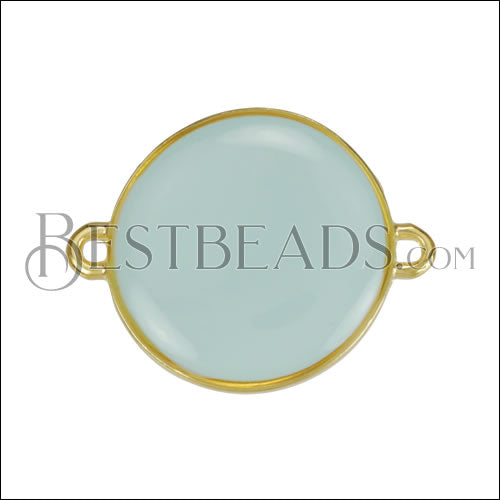 19mm Round Connector Charm GOLD EPOXY - Pale Jade - 5 pcs