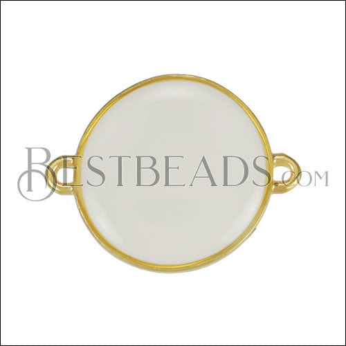 19mm Round Connector Charm GOLD EPOXY - White - 5 pcs