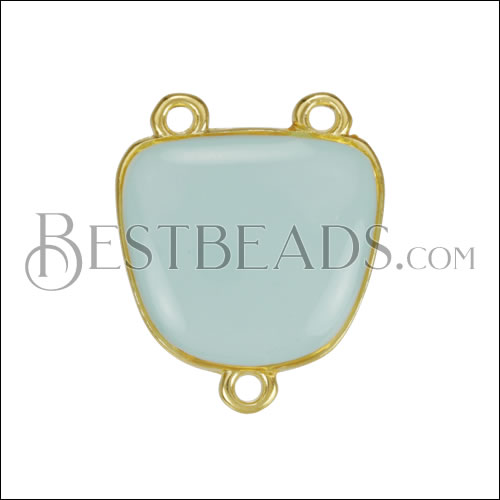 3 - Loop Trapezoid Connector Charm GOLD EPOXY - Pale Jade - 10 pcs