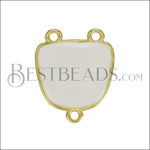 3 - Loop Trapezoid Connector Charm GOLD EPOXY - White - 10 pcs