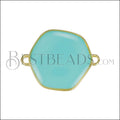Hexagon Connector Charm GOLD EPOXY - Aqua - 10 pcs